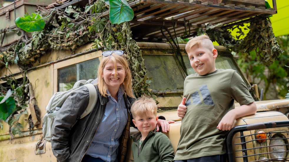 Katy, Stan, and Ralph grinning at West Midlands Safari Park.
